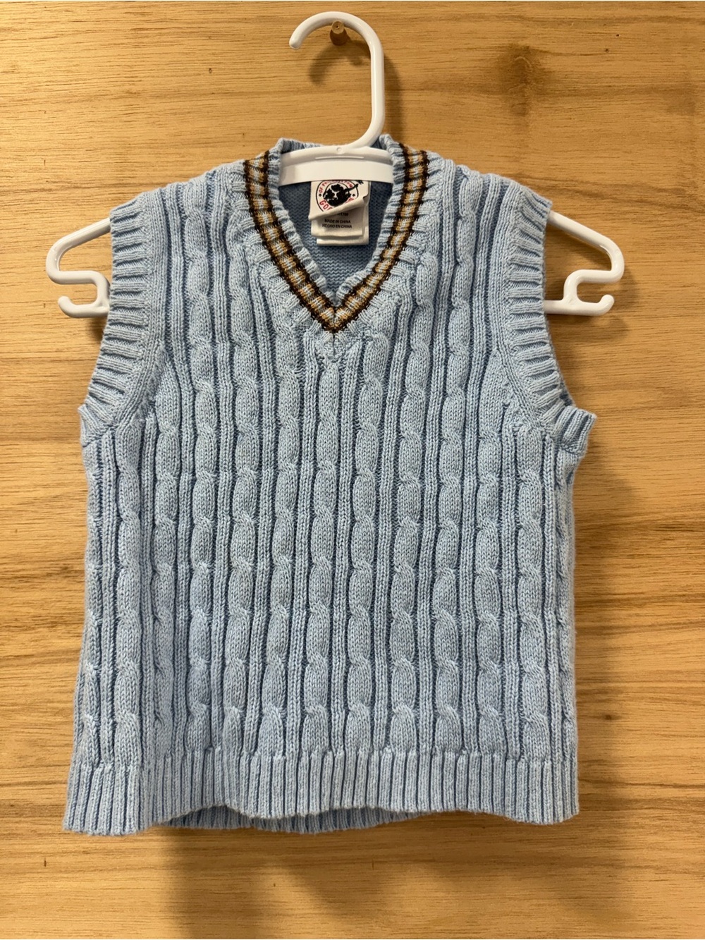 Good Lad of Philadelphia | 2T Light Blue Cable Knit V-Neck Sweater Vest
